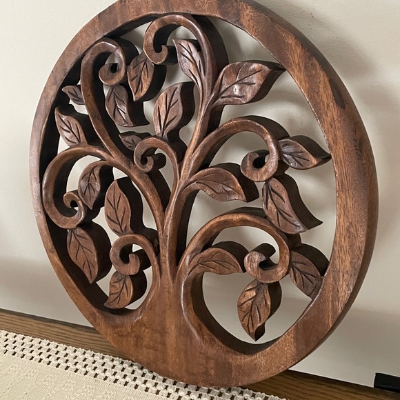 Other - Hand Carved Wooden Tree of Life Wall Decor - Rich Brown Large